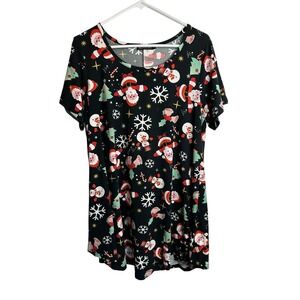 monnuro womens Christmas shirt size 1X santa‎ snow men flakes trees